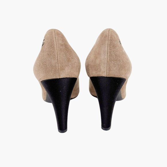 Chanel Gabrielle Coco Cap Toe Pumps EU 40.5 US 9.5-10 Beige Pointed High Heel - Picture 6 of 13